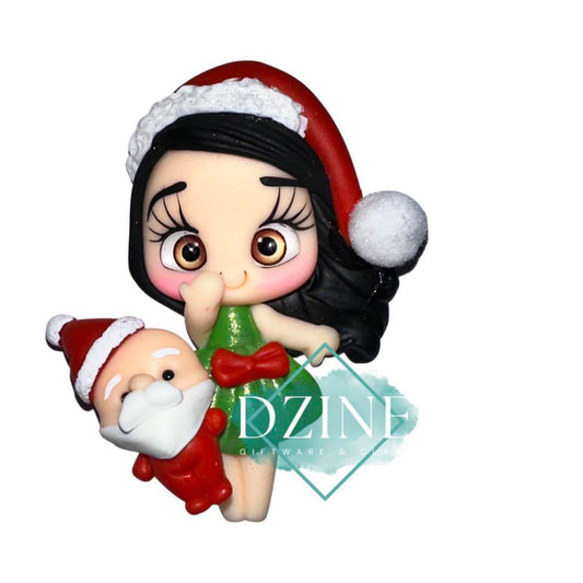 Christmas girl with santa black hair