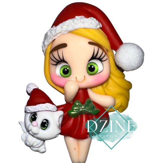Christmas girl with kitten blonde hair