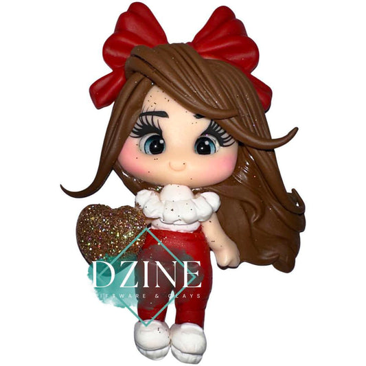 Christmas girl with gold heart