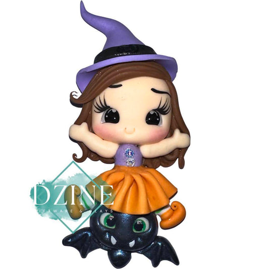 Cute witch on bat