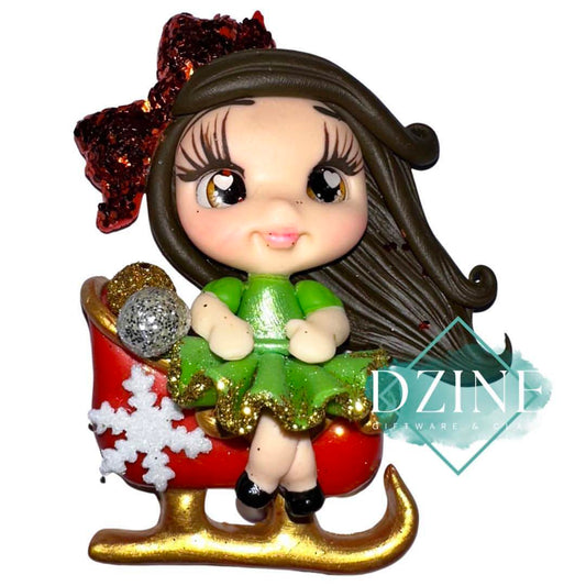 Christmas girl on sleigh