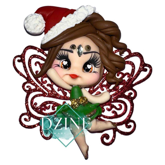 Christmas fairy with red glitter wings