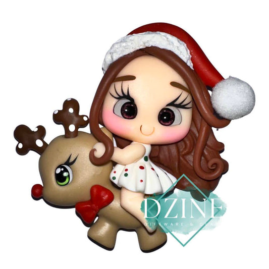 Christmas girl & Reindeer polka dot antlers