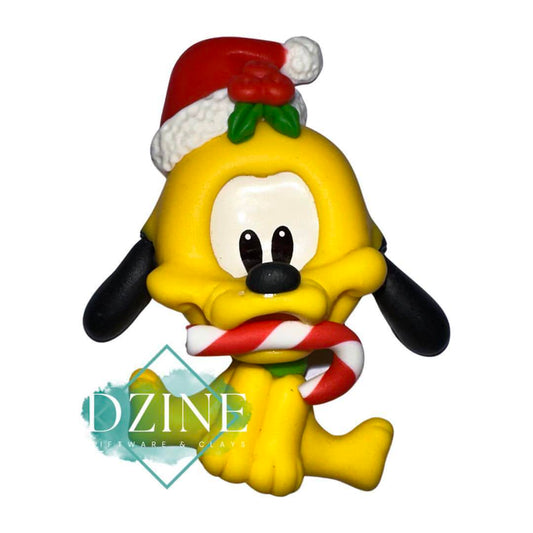 Christmas yellow dog with candy cane