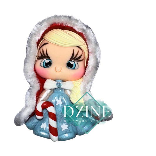 Christmas snow princess wearing fluffy cape