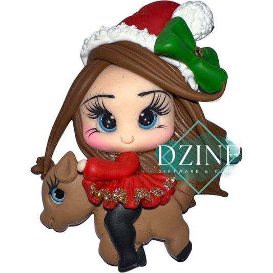 Christmas girl on reindeer brown hair