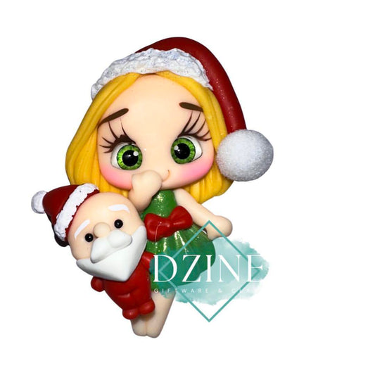 Christmas girl with santa blonde hair