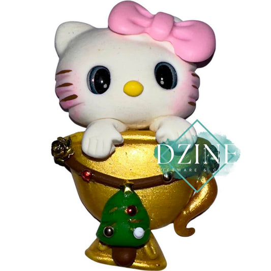 Christmas Kitty in gold cup