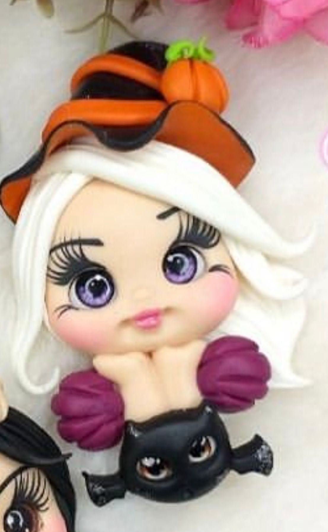 Cute witch on bat