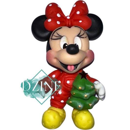 Christmas Miss Mouse with polka dot overalls