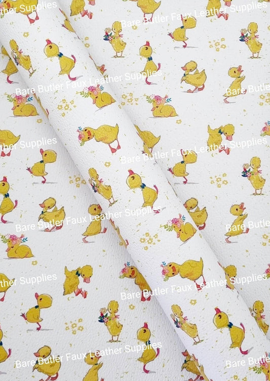 Duckling Litchi - basket, Bunny, bunny Feet, duck, duckling, ears, Easter, Easter Parade, Faux, Faux Leather, hop, Leather, leatherette, Litchi, rabbit - Bare Butler Faux Leather Supplies 