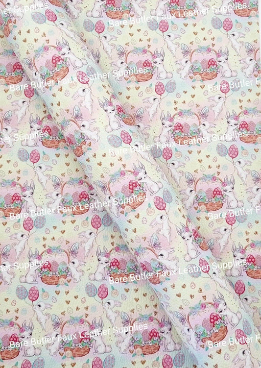 Baskets And Bunnies Litchi - basket, Bunny, bunny Feet, disney, ears, Easter, Easter Parade, Faux, Faux Leather, hop, Leather, leatherette, Litchi, rabbit - Bare Butler Faux Leather Supplies 