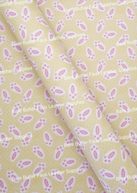 Bunny Feet Yellow Litchi - Bunny, bunny Feet, ears, Easter, Faux, Faux Leather, hop, Leather, leatherette, Litchi, yellow - Bare Butler Faux Leather Supplies 