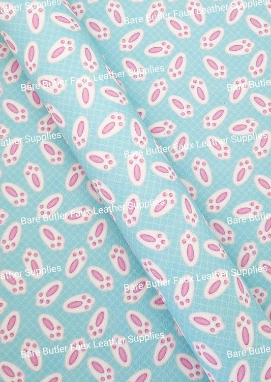 Bunny Feet Blue Litchi - Blue, Bunny, bunny Feet, ears, Easter, Faux, Faux Leather, hop, Leather, leatherette, Litchi - Bare Butler Faux Leather Supplies 
