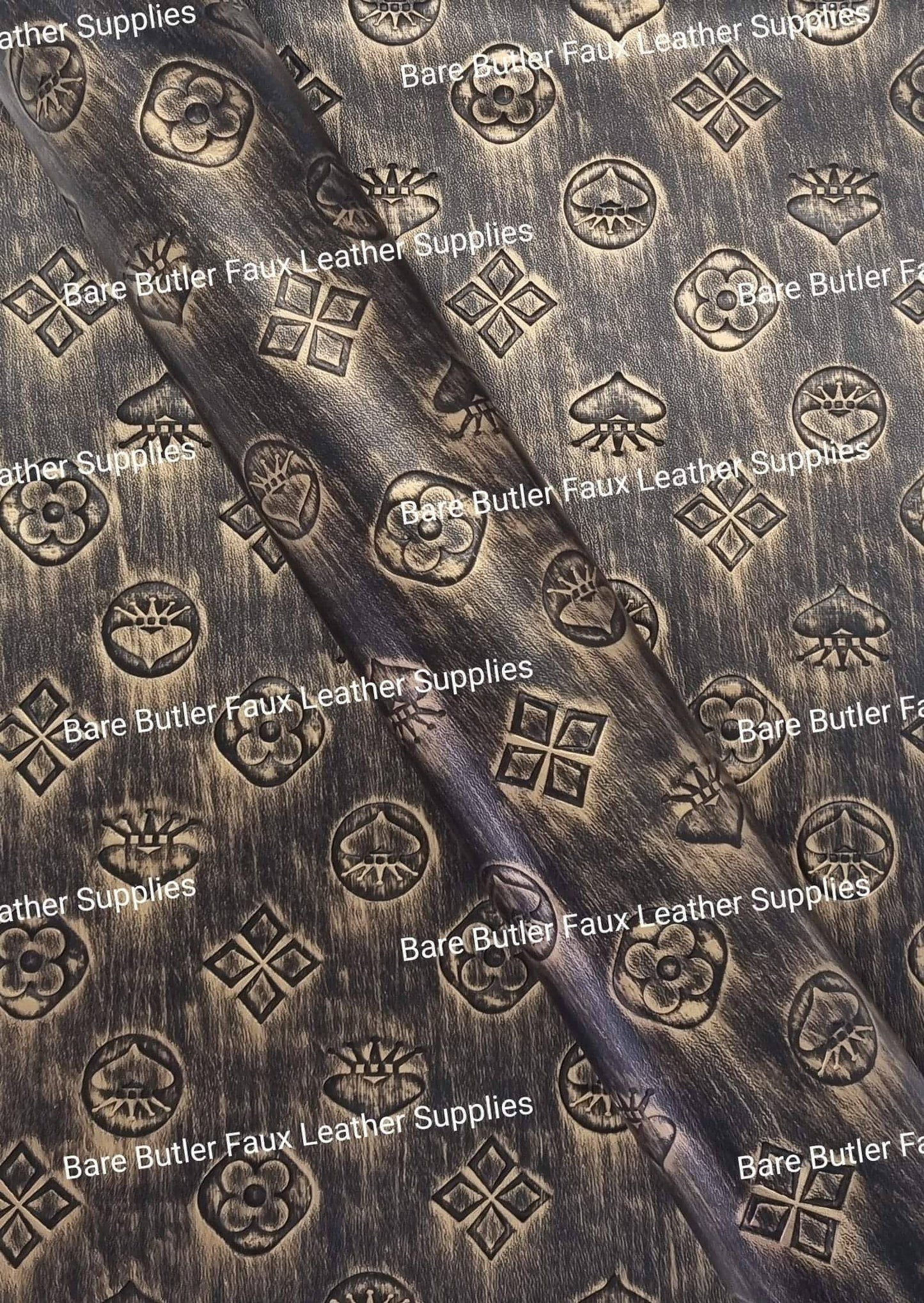 Poker Print Litchi - Limited Stock - Faux, Faux Leather, Leather, leatherette - Bare Butler Faux Leather Supplies 