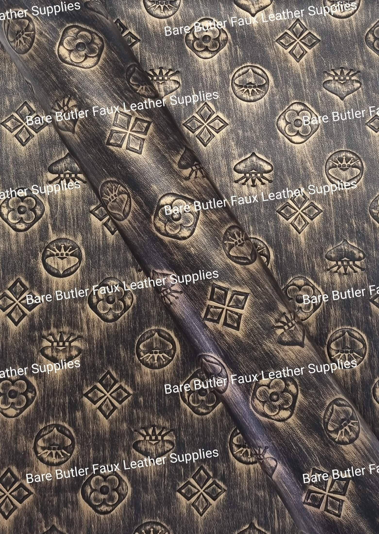 Poker Print Litchi - Limited Stock - Faux, Faux Leather, Leather, leatherette - Bare Butler Faux Leather Supplies 
