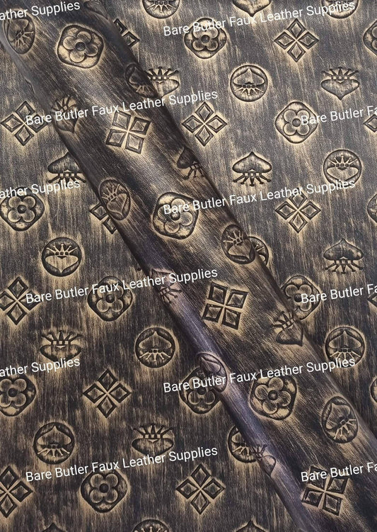 Poker Print Litchi - Limited Stock - Faux, Faux Leather, Leather, leatherette - Bare Butler Faux Leather Supplies 