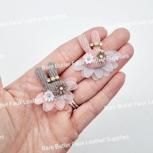 Floral Rabbit Appliques - Easter, Embelishment, rabbit - Bare Butler Faux Leather Supplies 