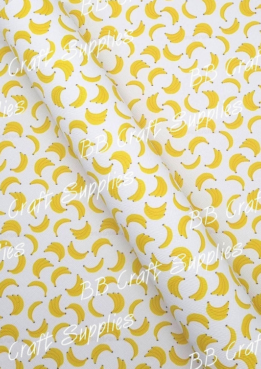 Bananas, B-A-N-A-N-A-S Faux Leather - Bananas, Faux, Faux Leather, fruit, Leather, leatherette, yellow - Bare Butler Faux Leather Supplies 