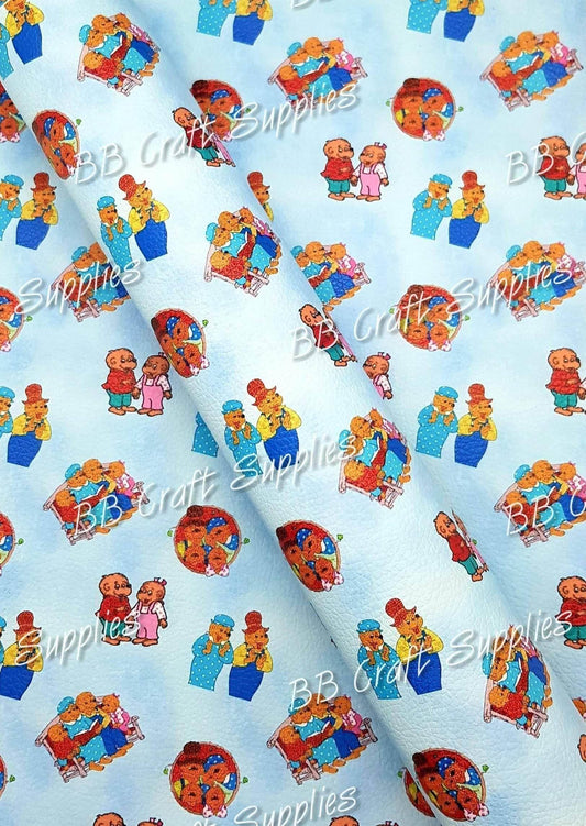 Bear Family Litchi - bears, bernstine, Faux, Faux Leather, Leather, leatherette, Litchi - Bare Butler Faux Leather Supplies 