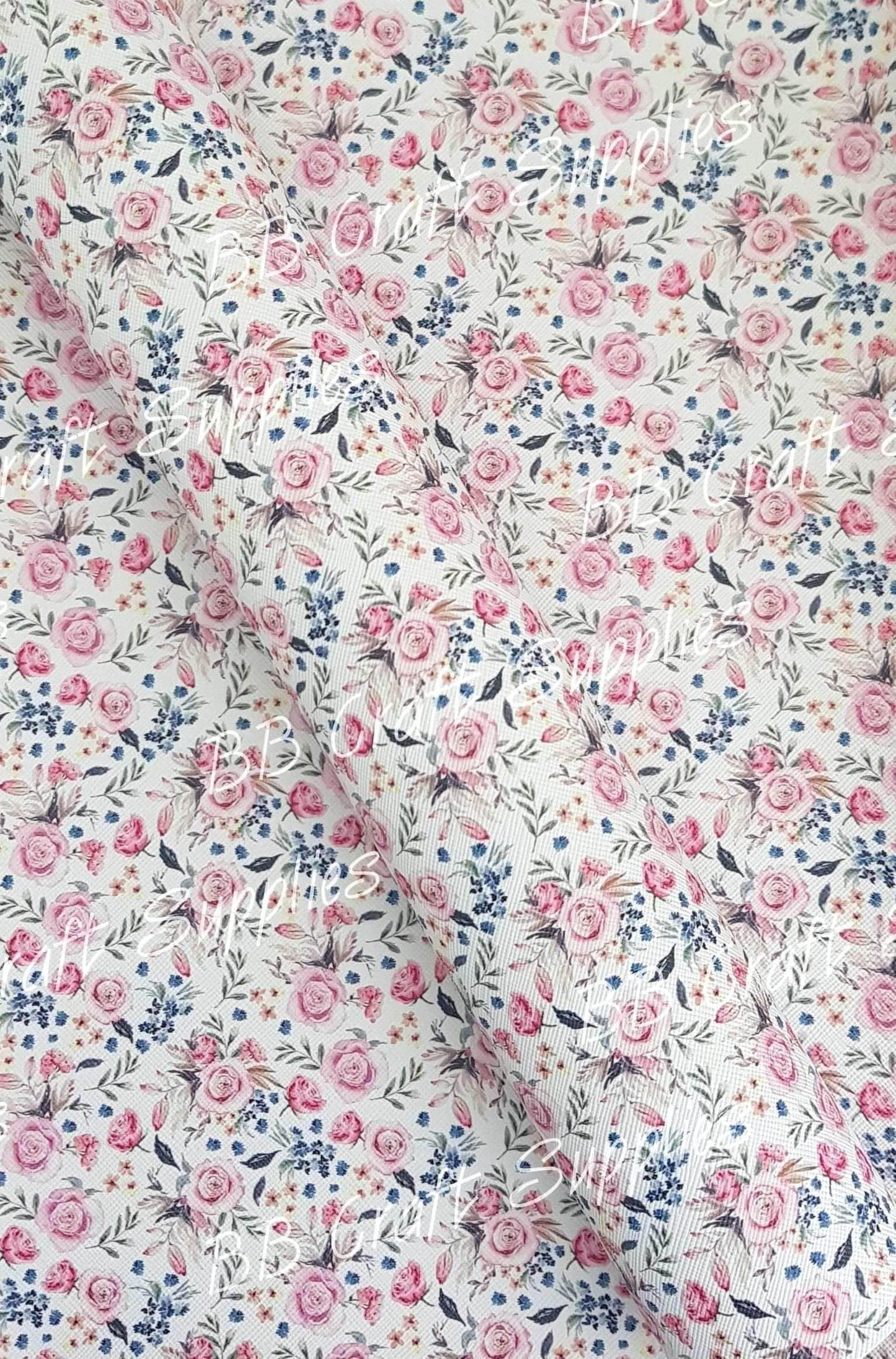 Beautiful Florals Pink - Faux, Faux Leather, floral, Florals, flower, Flowers, Leather, leatherette, Litchi - Bare Butler Faux Leather Supplies 