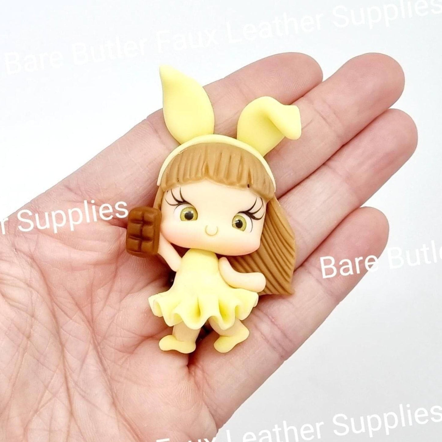 Bunny Girl Chocolate bar - Bunny, Clay, Clays, handmade - Bare Butler Faux Leather Supplies 