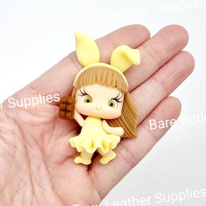 Bunny Girl Chocolate bar - Bunny, Clay, Clays, handmade - Bare Butler Faux Leather Supplies 