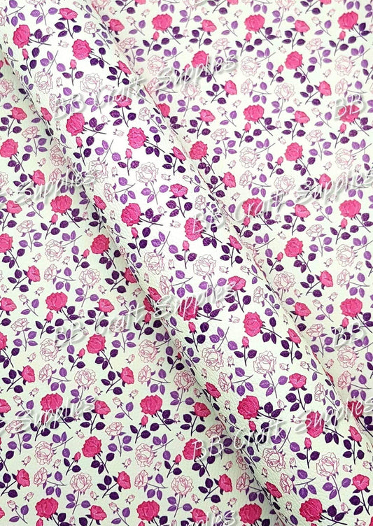 Carefree Wonder Litchi - Faux, Faux Leather, Flora, floral, Florals, flower, Flowers, Leather, leatherette, Litchi, rose - Bare Butler Faux Leather Supplies 