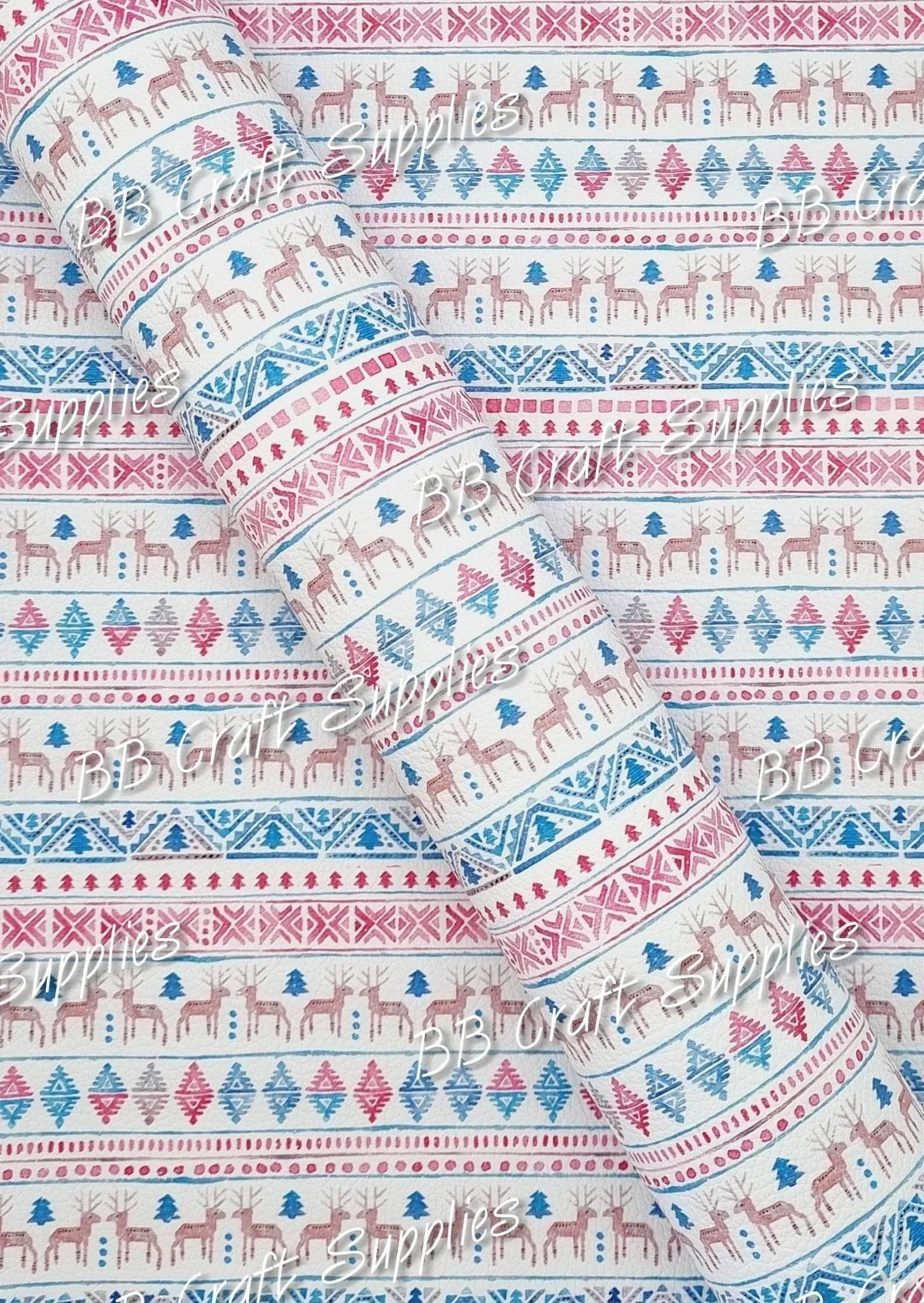 Christmas Holiday Sweater Blue & Pink Litchi - Christmas, Faux, Faux Leather, holiday, Leather, leatherette, Litchi, sweater - Bare Butler Faux Leather Supplies 