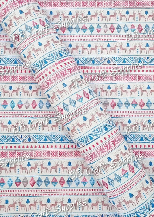 Christmas Holiday Sweater Blue & Pink Litchi - Christmas, Faux, Faux Leather, holiday, Leather, leatherette, Litchi, sweater - Bare Butler Faux Leather Supplies 