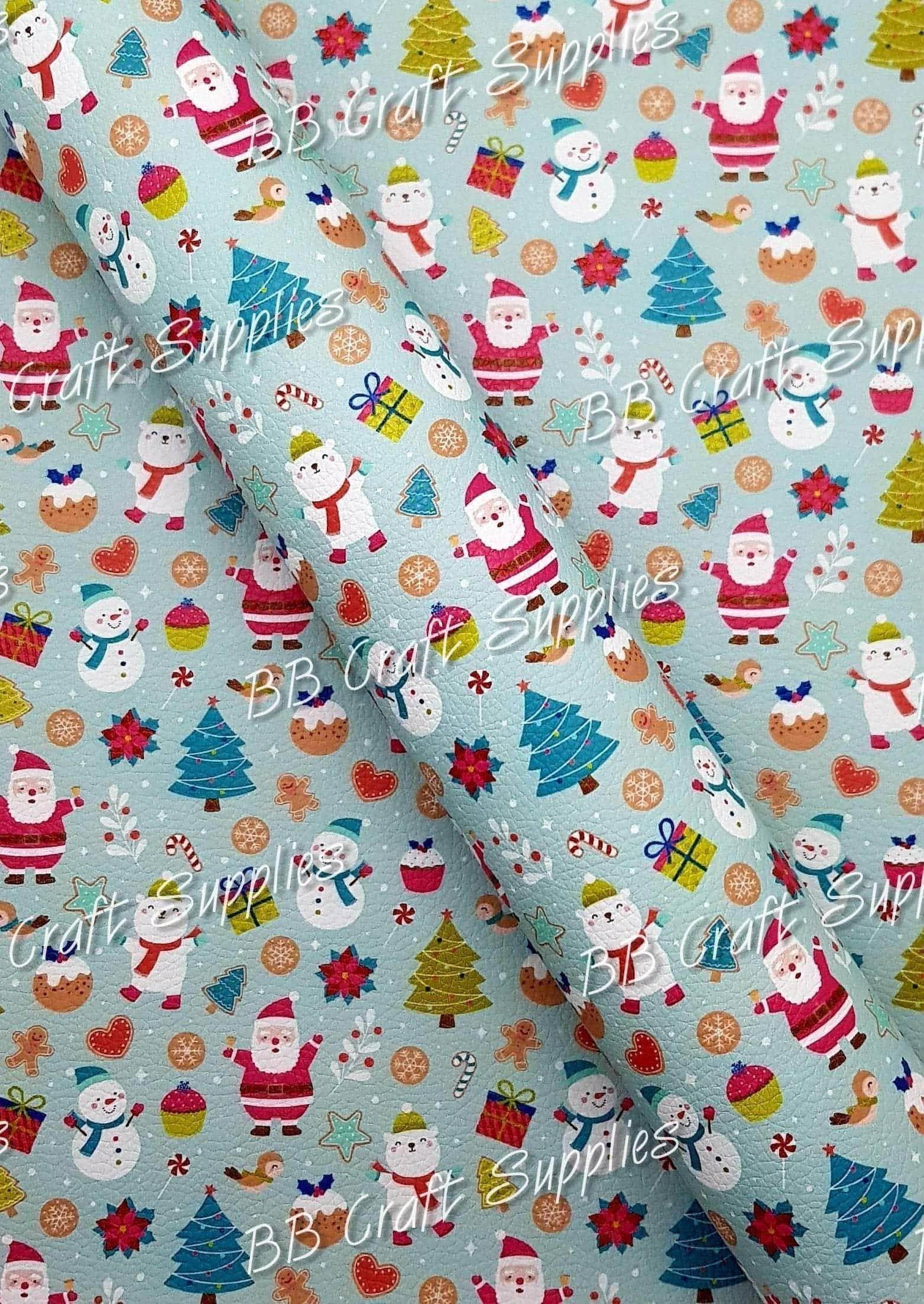 Christmas Santa's Little Helpers Litchi - christmas, elf, Faux, Faux Leather, helper, Leather, leatherette, Litchi, santa, snowman - Bare Butler Faux Leather Supplies 