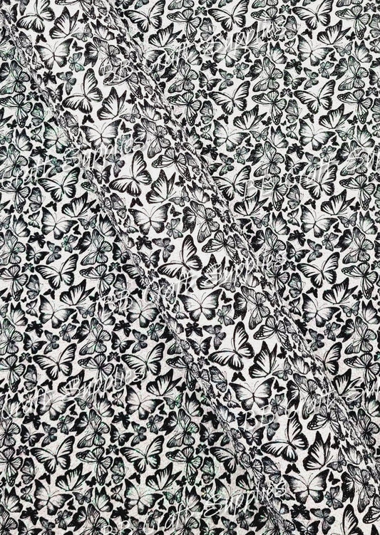 Chunky Glitter - Black & White Butterflies - Black, butterflies, Butterfly, Chunky, Faux, Faux Leather, flower, glitter, leather, leatherette - Bare Butler Faux Leather Supplies 