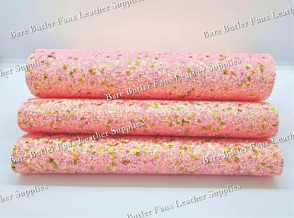Chunky Glitter - Peach/Gold Shimmer - Chunky, Faux, Faux Leather, glitter, gold, leather, leatherette, Peach, sparkles - Bare Butler Faux Leather Supplies 