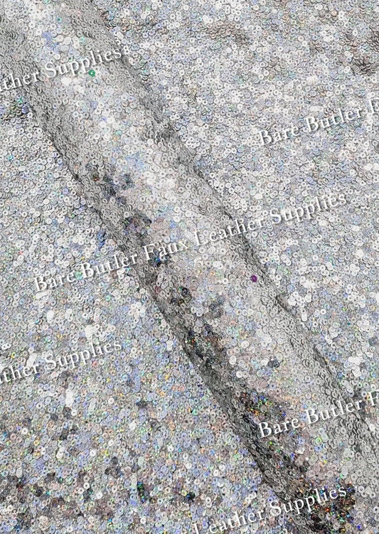 Chunky Glitter Sequin Shimmer Silver - chunky, Faux, Faux Leather, Glitter, Leather, leatherette, Sequin - Bare Butler Faux Leather Supplies 