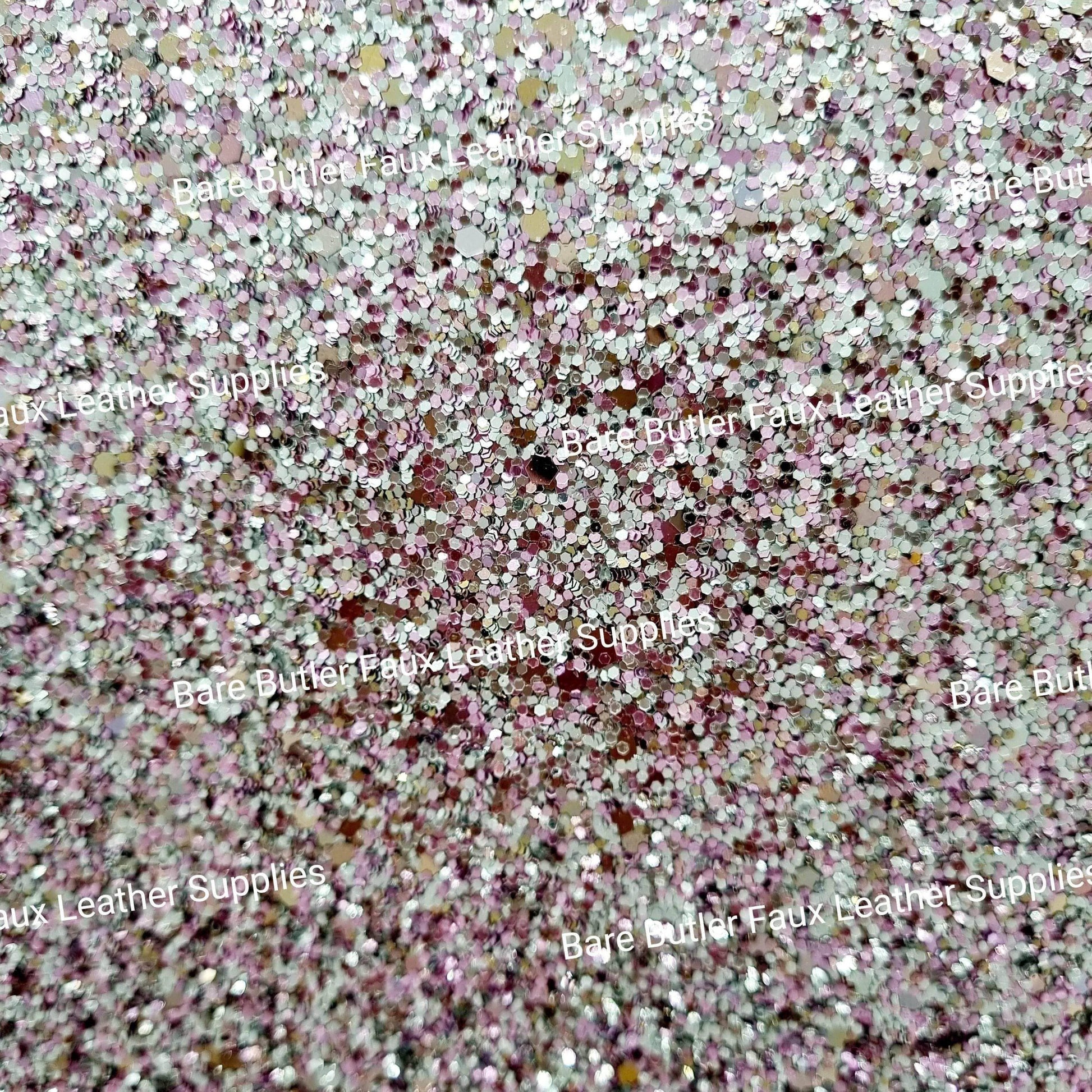 Confetti Mix Chunky Glitter - Lilac/Silver Mix - Black, Chunky, Faux, Faux Leather, flower, glitter, leather, leatherette, rose, Rose's - Bare Butler Faux Leather Supplies 