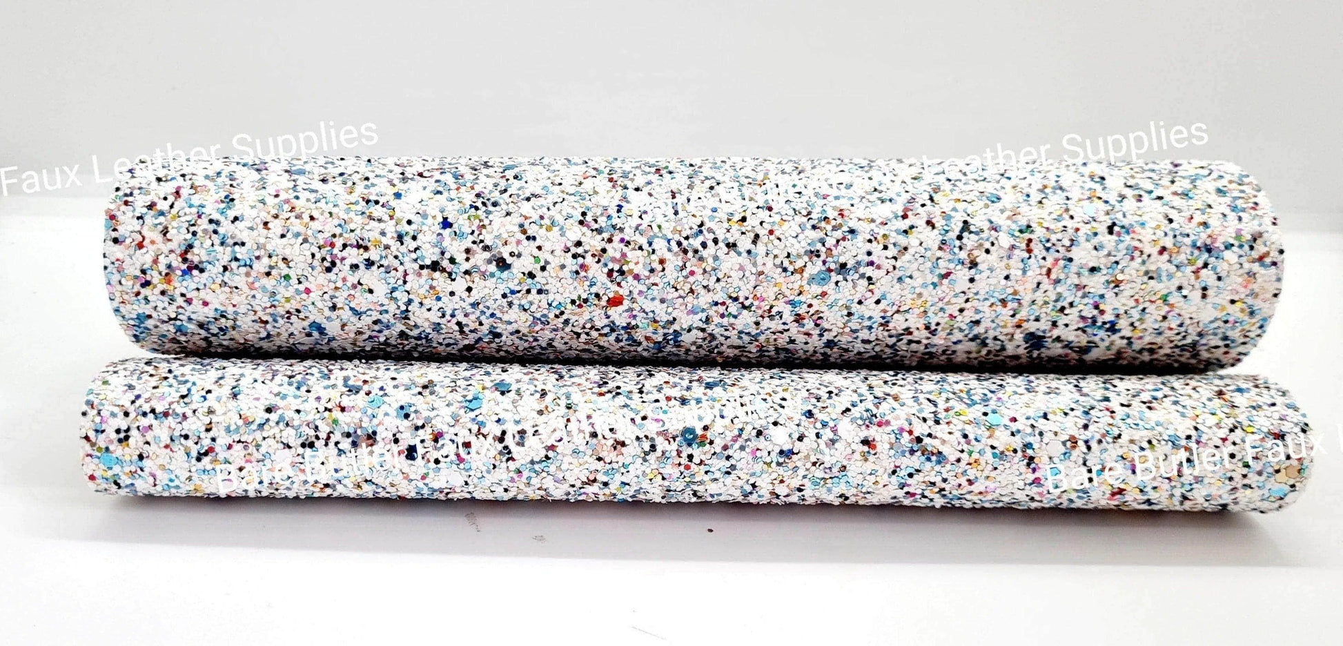Confetti Mix Chunky Glitter - White/ Blue Mix - Black, Chunky, Faux, Faux Leather, flower, glitter, leather, leatherette, rose, Rose's - Bare Butler Faux Leather Supplies 