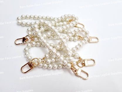Faux Pearl Wrist Strap - Gold Clip -  - Bare Butler Faux Leather Supplies 