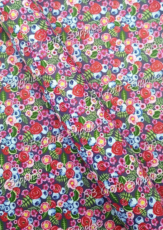 Floral Fantasy Litchi - Faux, Faux Leather, Flora, floral, Florals, flower, Flowers, Heaven scent, Leather, litchi, spring - Bare Butler Faux Leather Supplies 