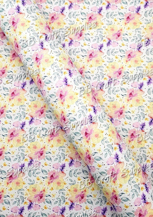 Forever Flowers Litchi - Faux, Faux Leather, Flora, floral, Florals, flower, Flowers, Leather, leatherette, Litchi, Rose, Rose's - Bare Butler Faux Leather Supplies 