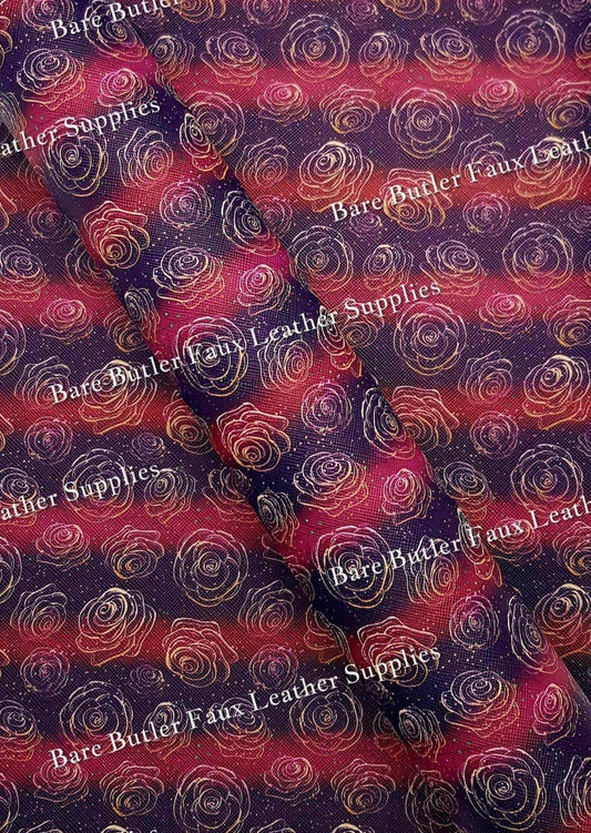 Forever Rose Faux Leather - 24k gold, Faux, Faux Leather, floral, flower, Flowers, Forever rose, Leather, leatherette, Rose - Bare Butler Faux Leather Supplies 