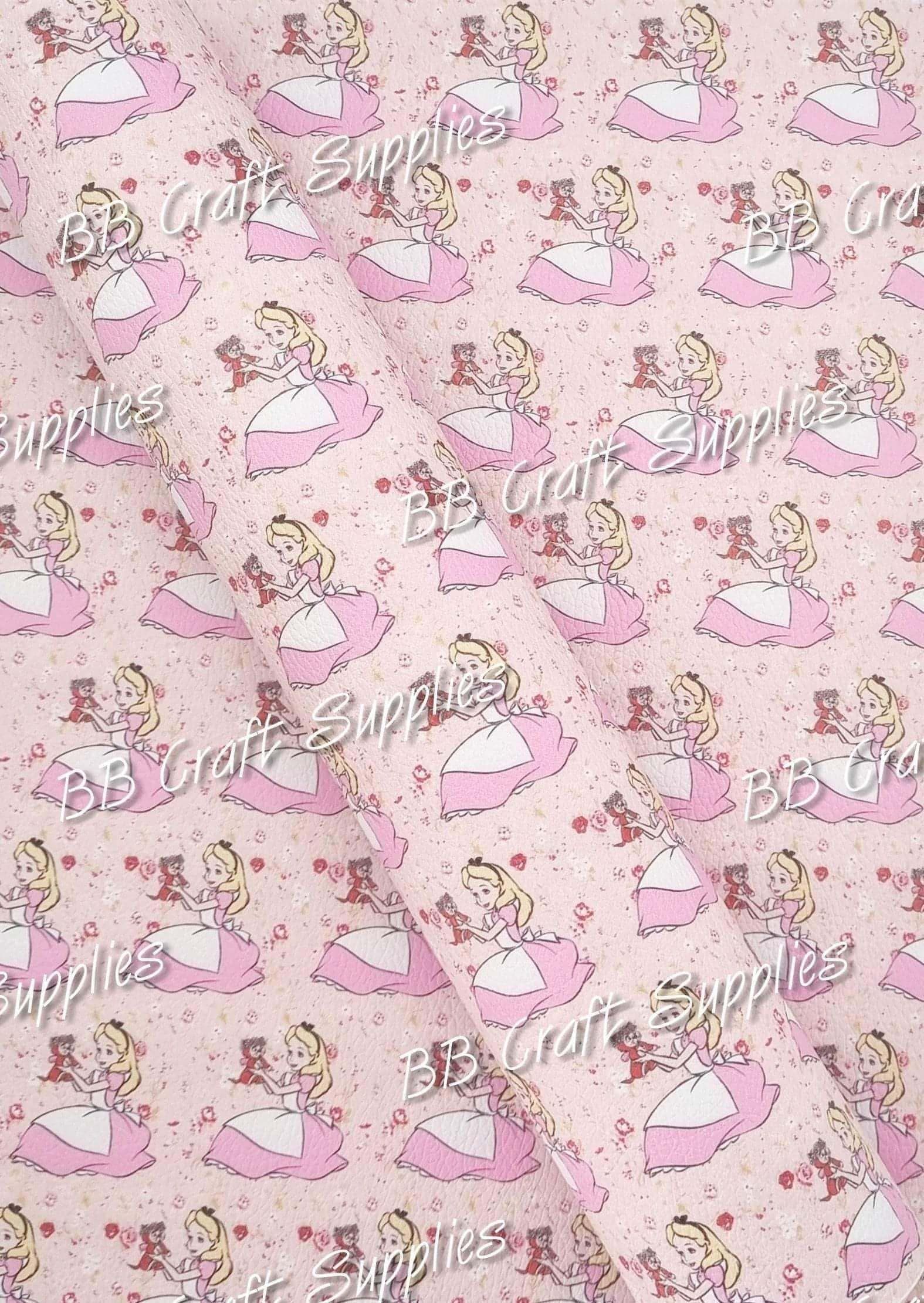 Girl and Her Cat Litchi - Alice, Alice in wonderland, Character, Faux, Faux Leather, Leather, leatherette, movie, Wonder, wonderland - Bare Butler Faux Leather Supplies 