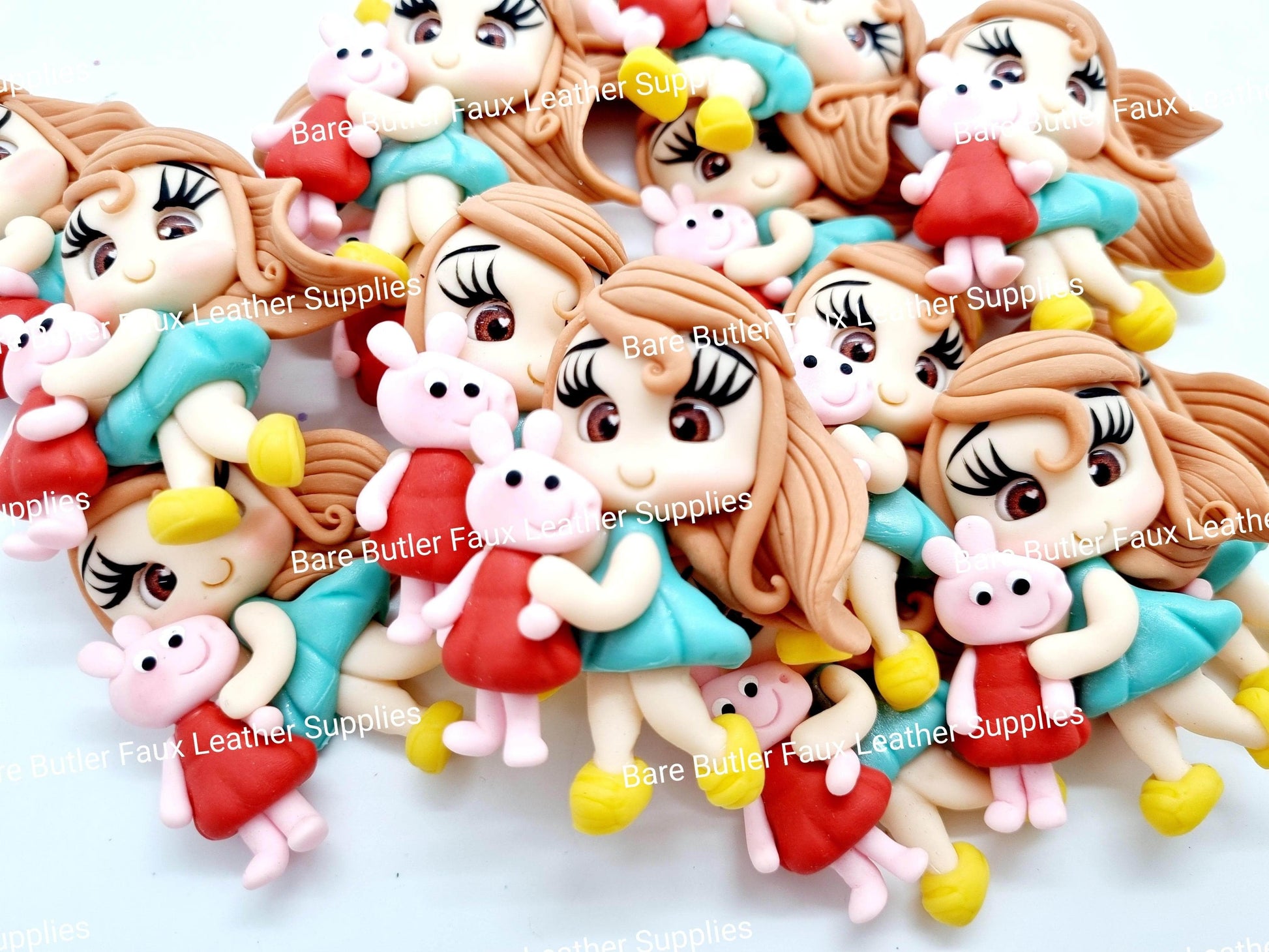 Girl & Her Piggy - Clay, Clays, peppa - Bare Butler Faux Leather Supplies 