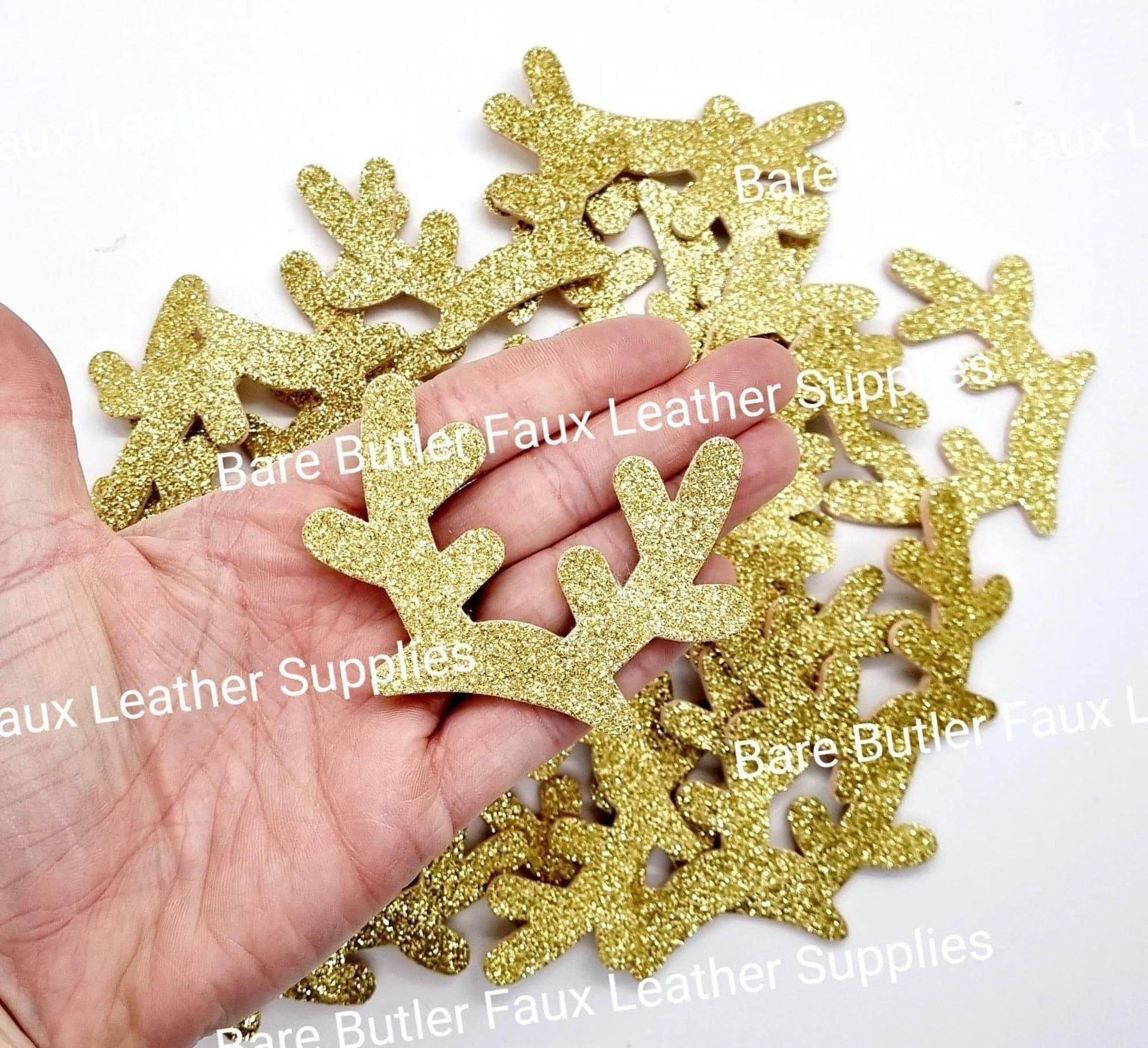 Glitter Antlers - Antlers, christmas, Embelishment - Bare Butler Faux Leather Supplies 