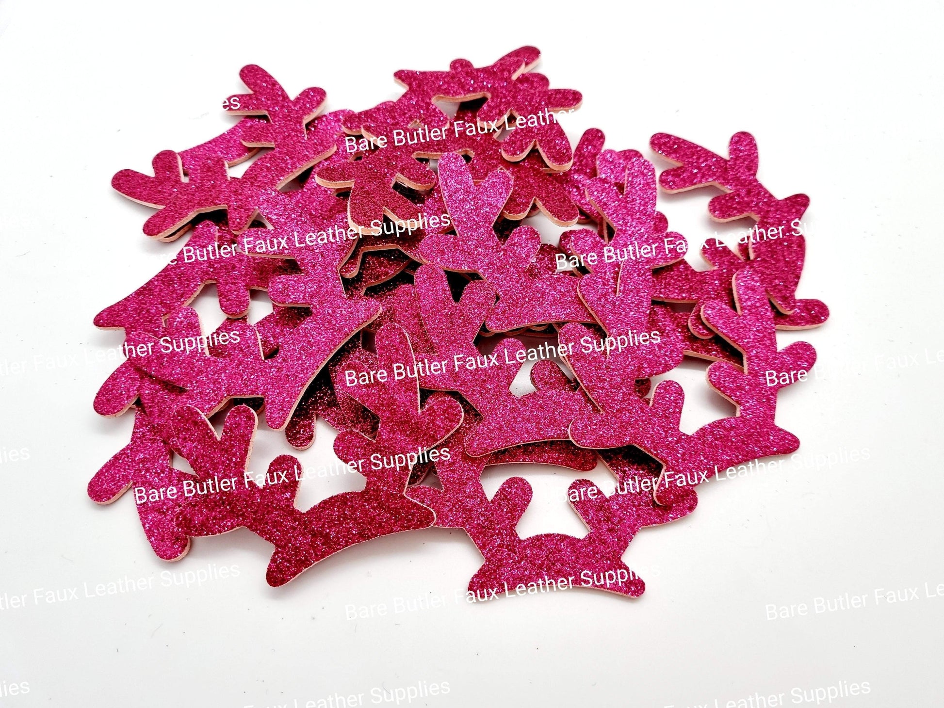 Glitter Antlers - Antlers, christmas, Embelishment - Bare Butler Faux Leather Supplies 