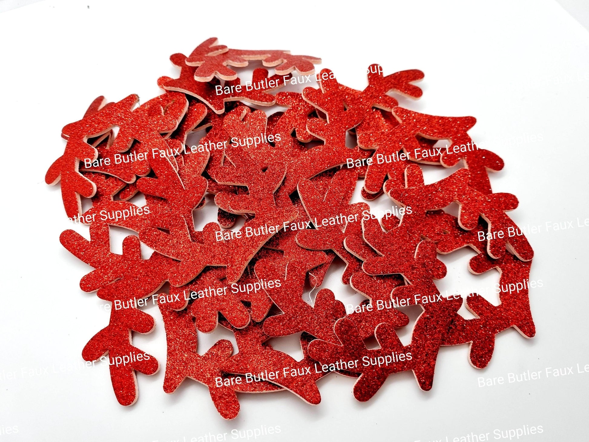 Glitter Antlers - Antlers, christmas, Embelishment - Bare Butler Faux Leather Supplies 