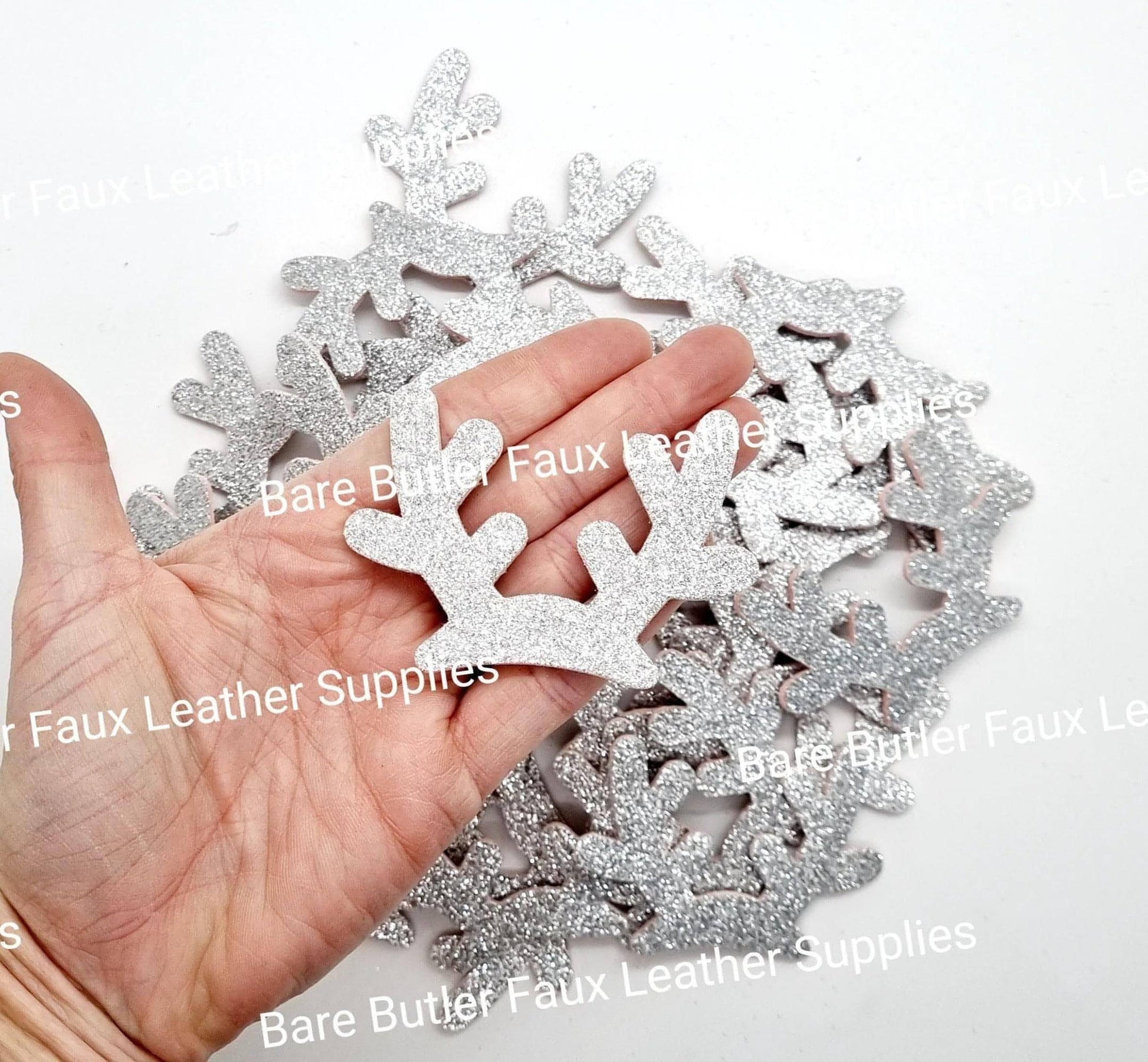 Glitter Antlers - Antlers, christmas, Embelishment - Bare Butler Faux Leather Supplies 