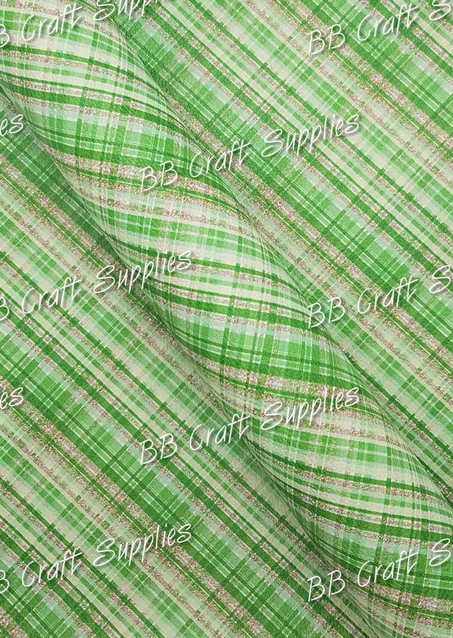 Green & Gold Plaid - Christmas, Faux, Faux Leather, Green, Leather, leatherette, Plaid - Bare Butler Faux Leather Supplies 