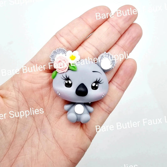 Koala & Florals - Australia, australia day, Australian, Australiana, australianan, Clay, Clays, girl, Koala, Koala Bear - Bare Butler Faux Leather Supplies 