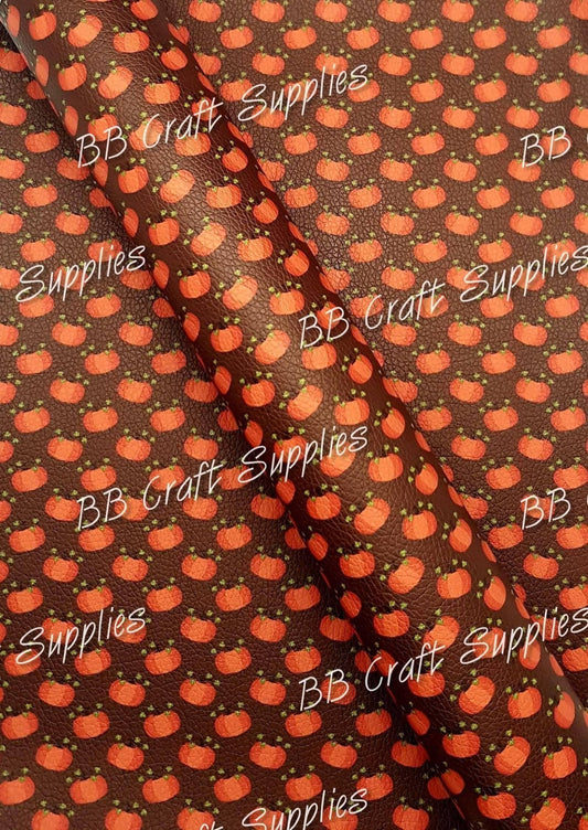 Litchi - Pumpkins - Faux, Faux Leather, Halloween, Horror, Leather, Litchi, Nightmare, orange, Pumpkin - Bare Butler Faux Leather Supplies 