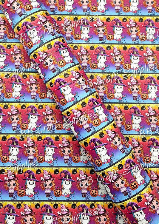 Litchi - Witches & Unicorns - Faux, Faux Leather, Halloween, Leather, Litchi, unicorn, witch - Bare Butler Faux Leather Supplies 